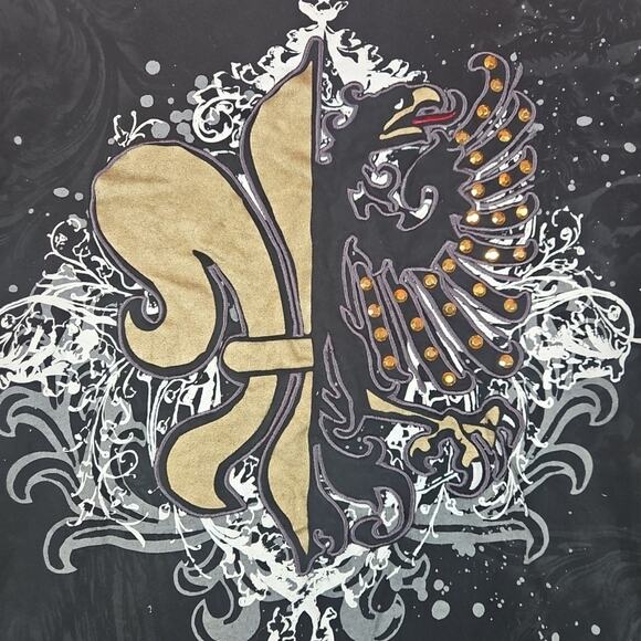 Vintage Y2K Avirex T Shirt Mens Large Phoenix Baroque Rhinestone AOP Embroidered - Picture 2 of 8